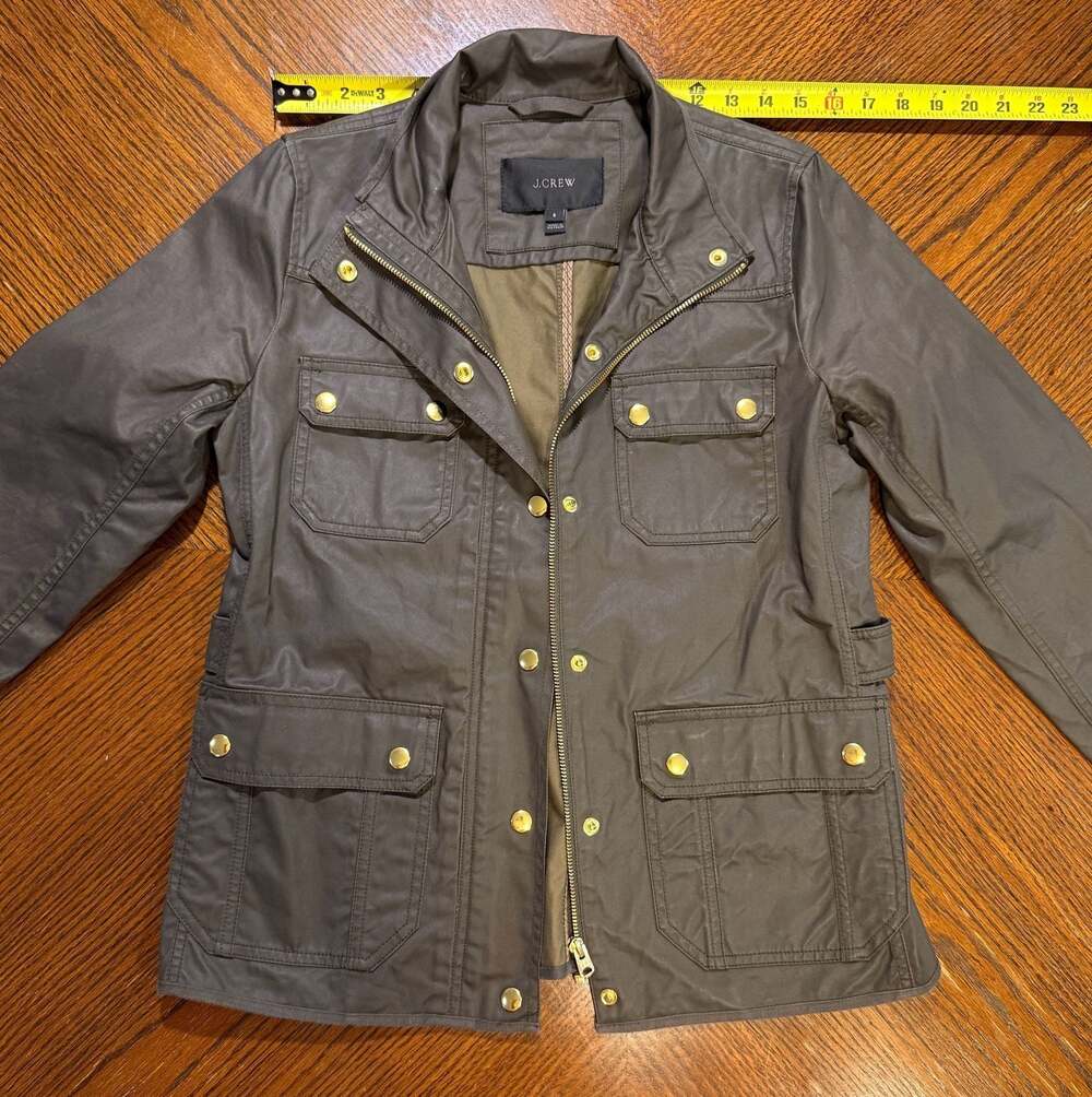 J.Crew Waxed Cotton Field Jacket in Olive, Women's Size Small